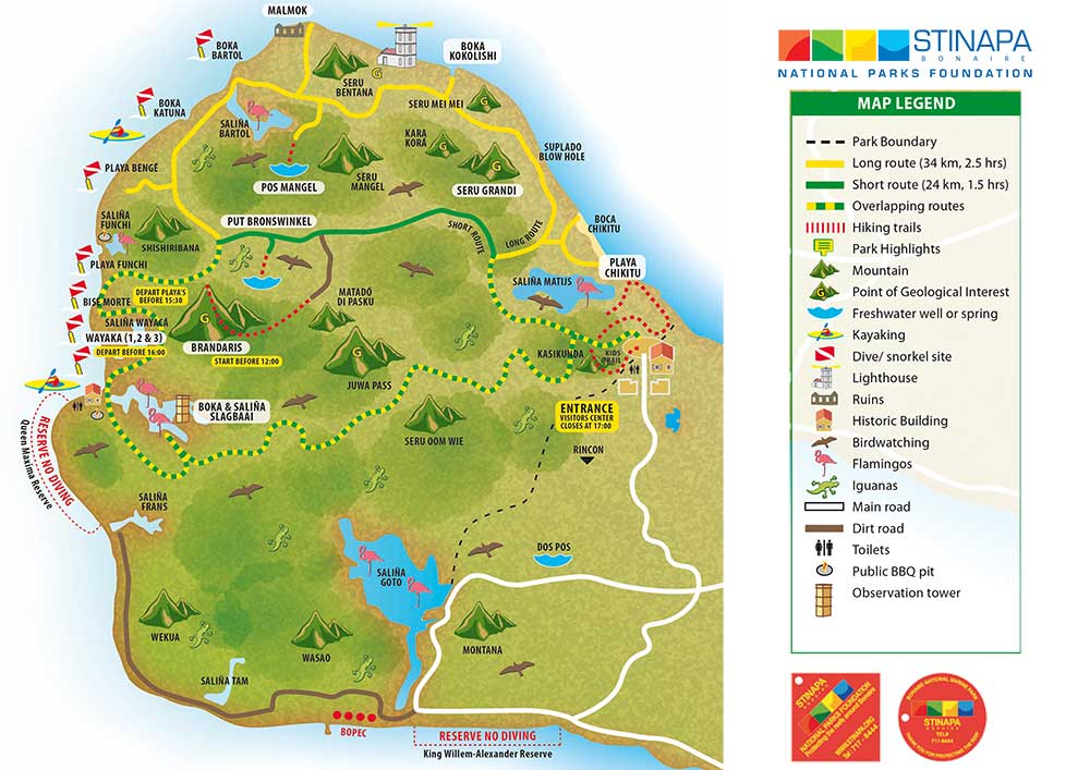 Map of Slagbaai National Park Bonaire